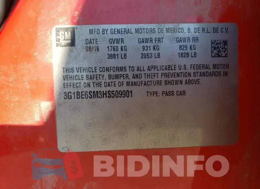 3G1BE6SM3HS509901 Photo# 12