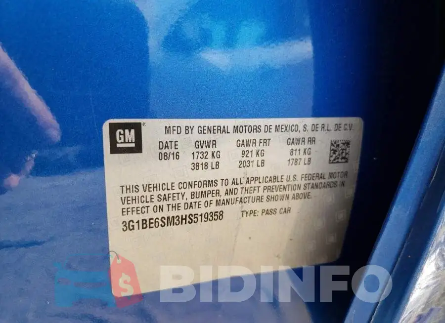 3G1BE6SM3HS519358 Photo# 12