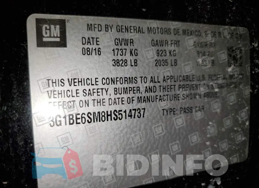 3G1BE6SM8HS514737 Photo# 12