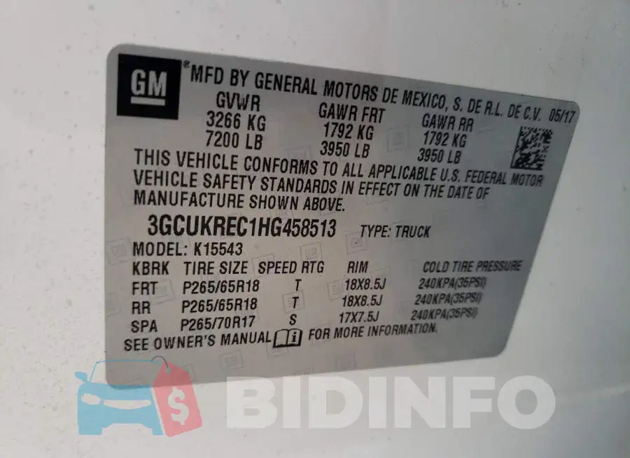 3GCUKREC1HG458513 Photo# 13