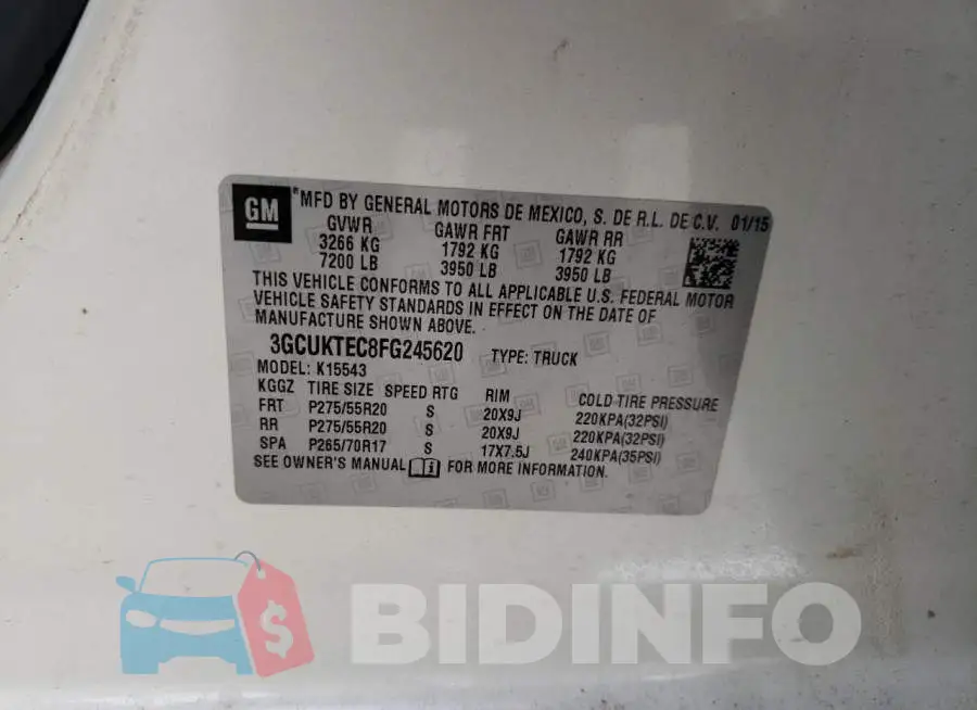 3GCUKTEC8FG245620 Photo# 12