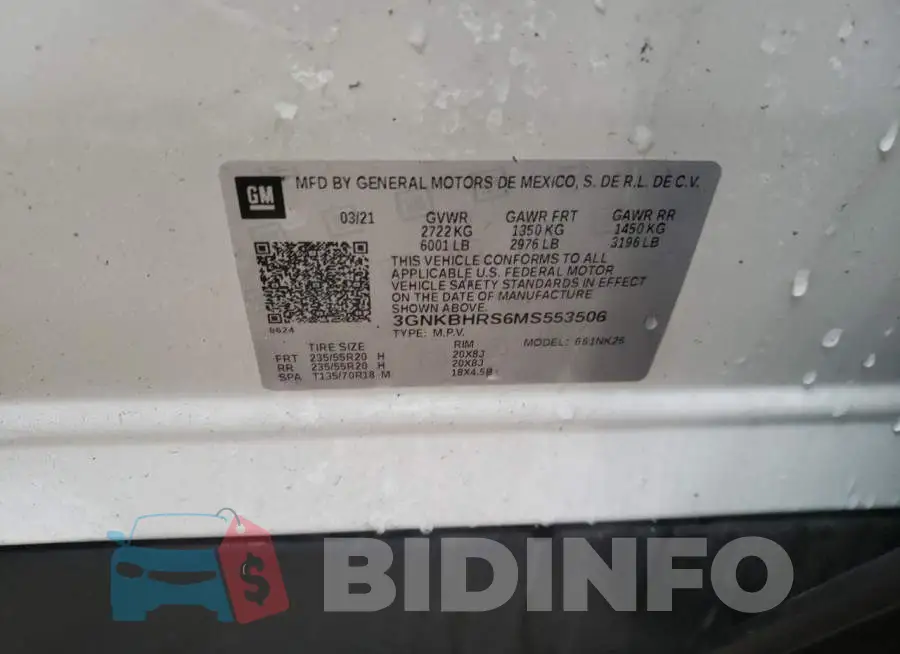 3GNKBHRS6MS553506 Photo# 14