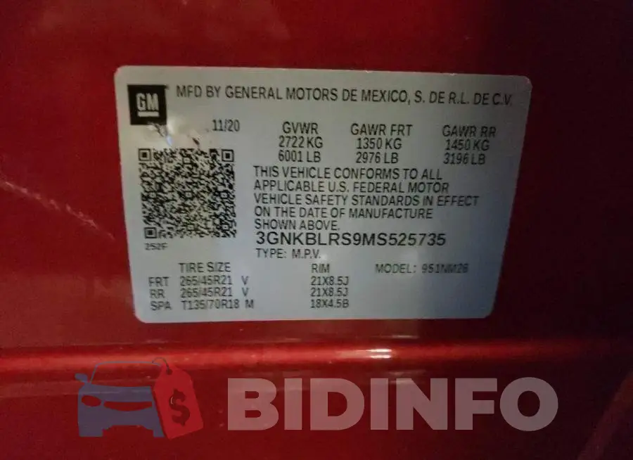 3GNKBLRS9MS525735 Photo# 13