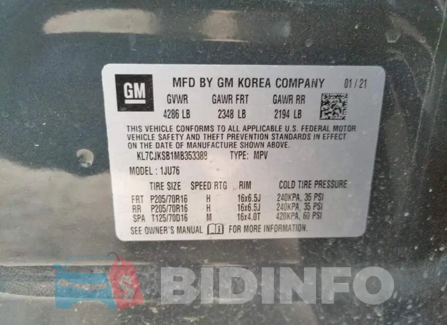 KL7CJKSB1MB353388 Photo# 13