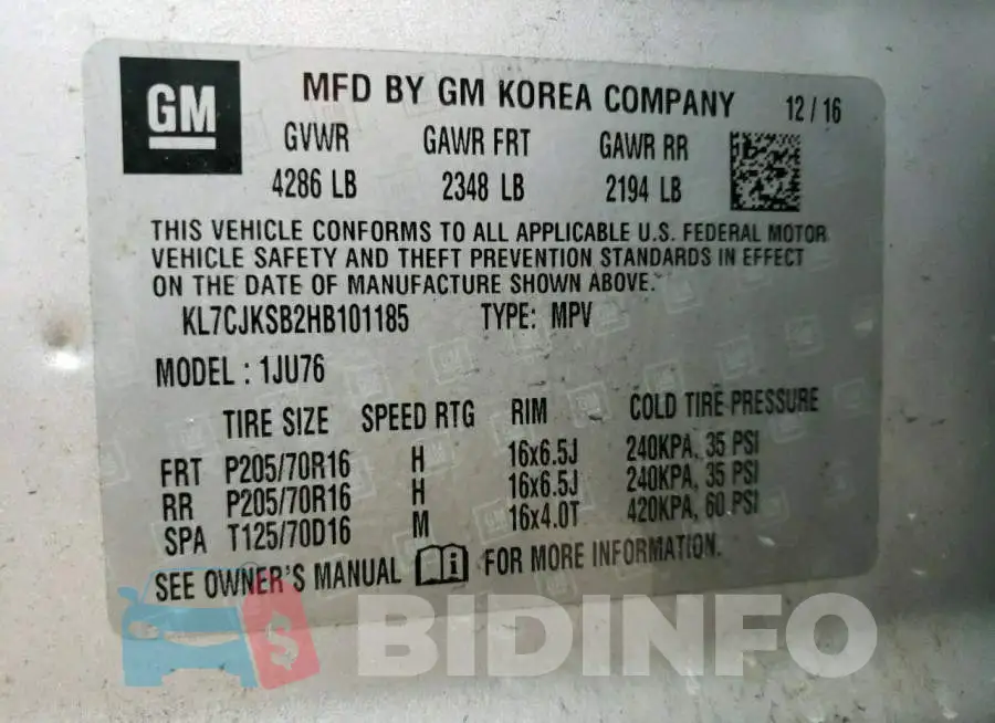 KL7CJKSB2HB101185 Photo# 14