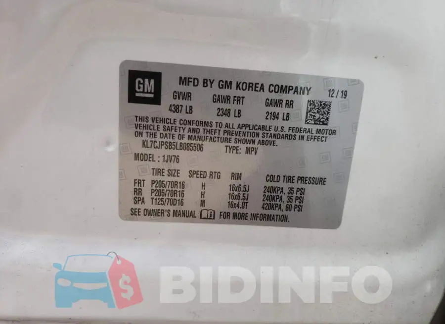 KL7CJPSB5LB085506 Photo# 10