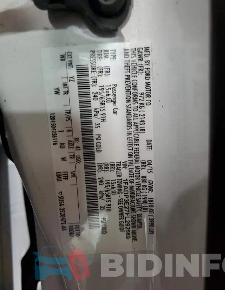 1FADP3E27FL292669 Photo# 10