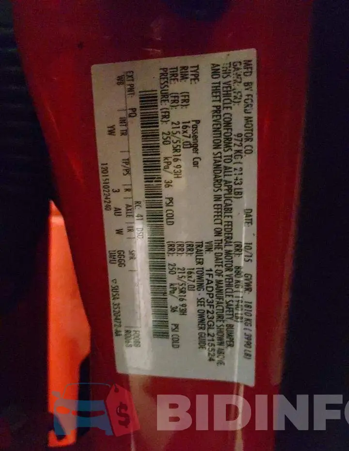 1FADP3F23GL215524 Photo# 12
