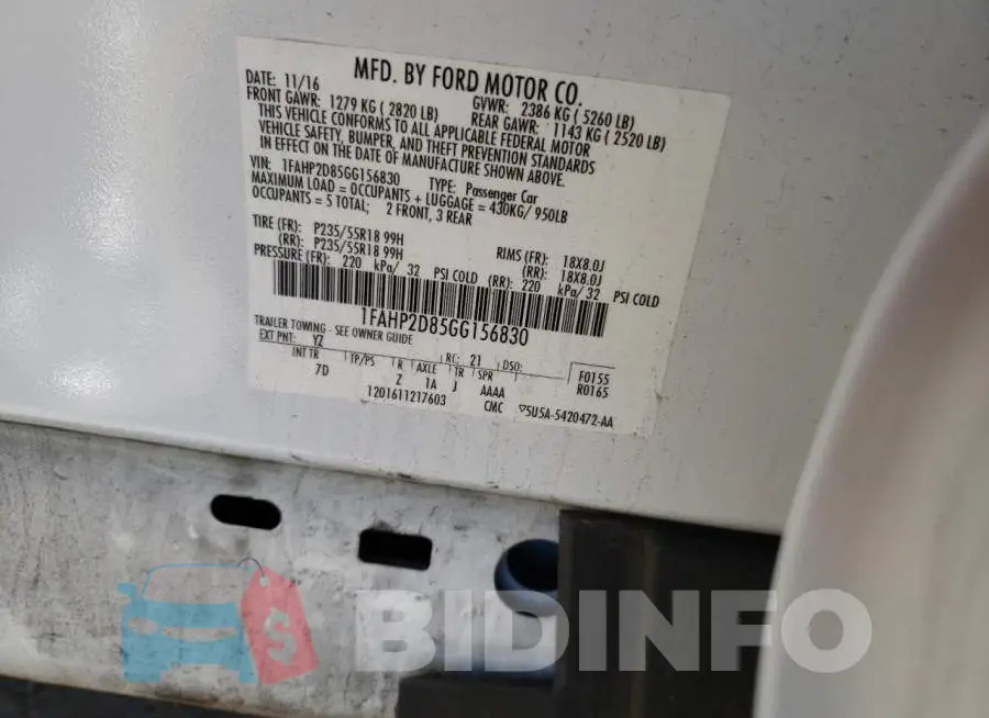 1FAHP2D85GG156830 Photo# 13