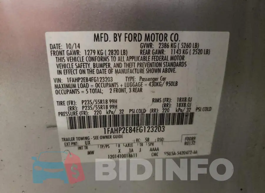 1FAHP2E84FG123203 Photo# 12