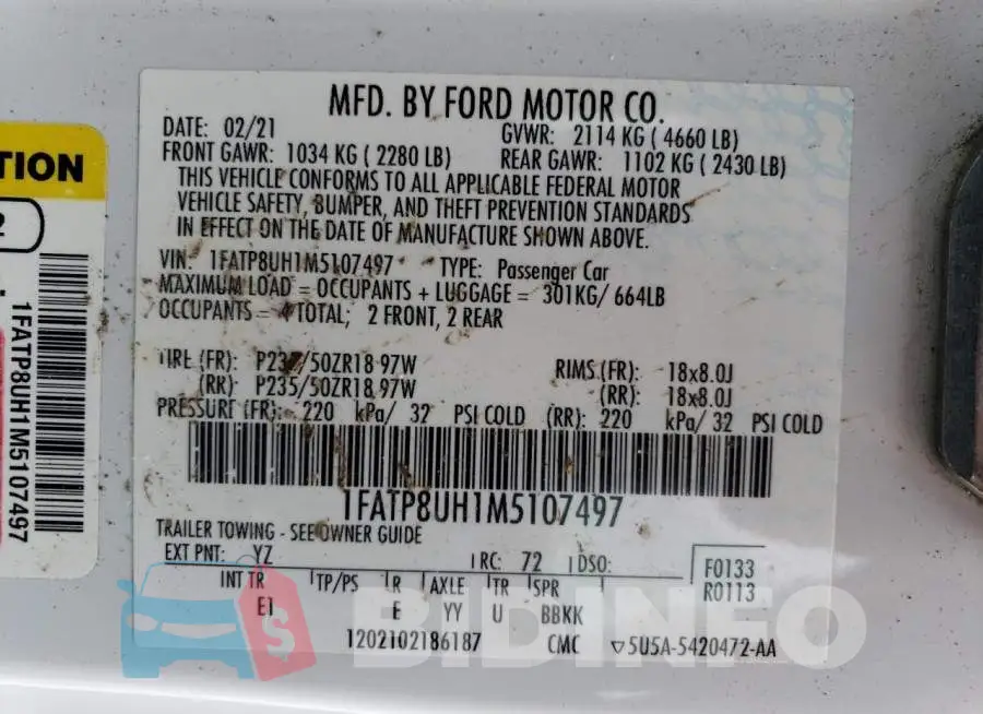 1FATP8UH1M5107497 Photo# 12