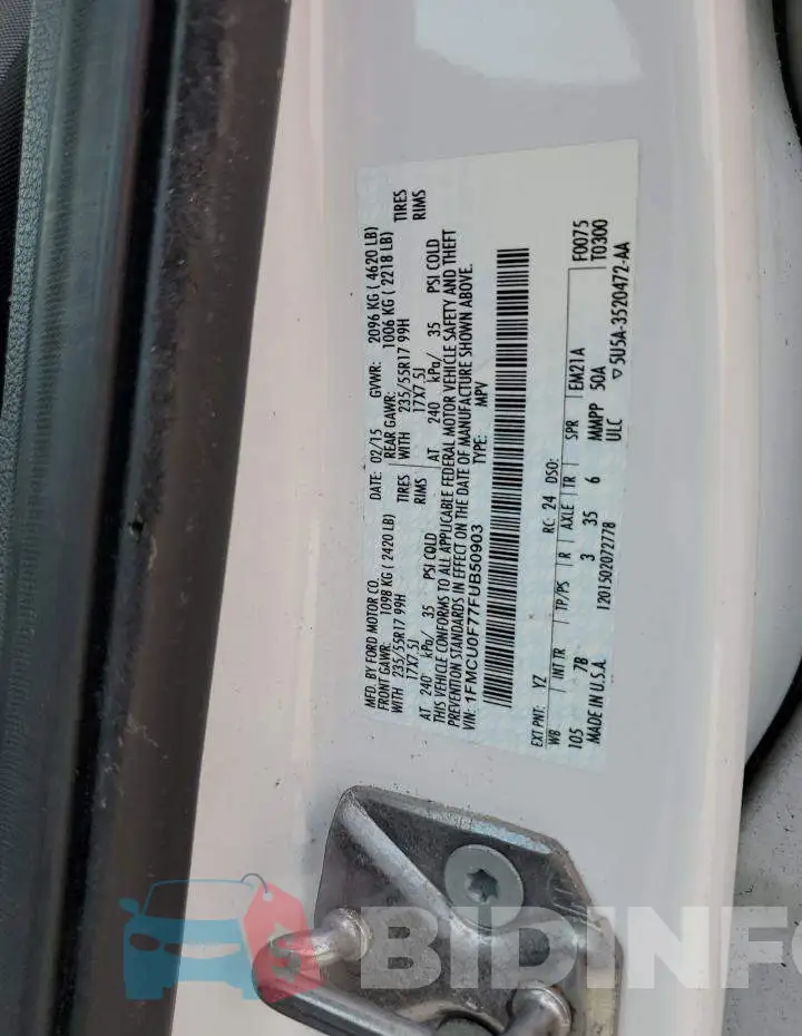 1FMCU0F77FUB50903 Photo# 14