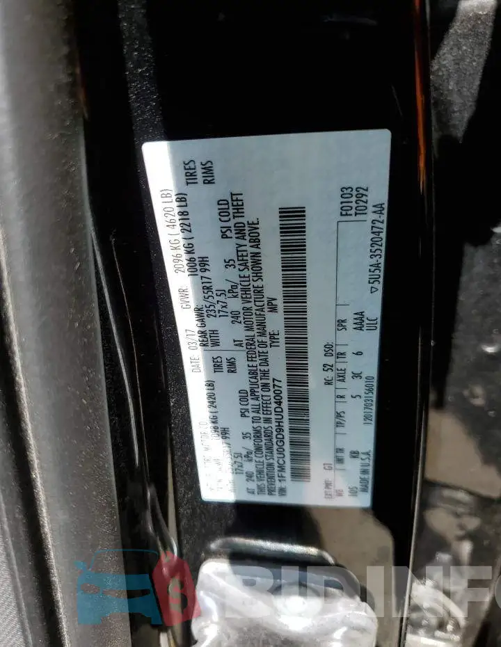 1FMCU0GD9HUD40077 Photo# 13