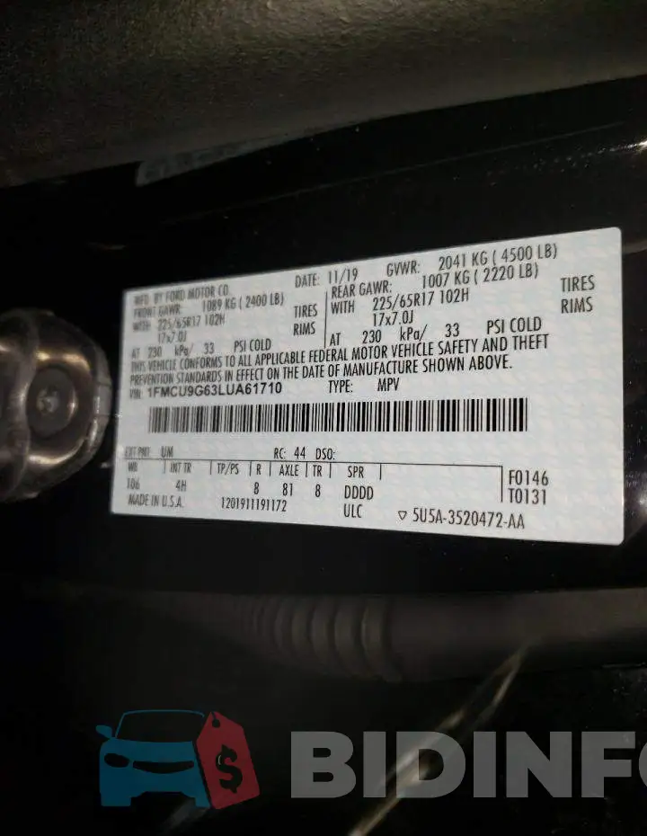 1FMCU9G63LUA61710 Photo# 13