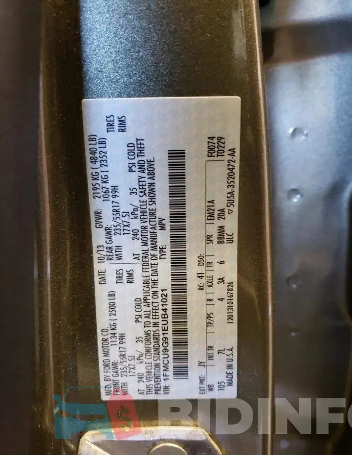 1FMCU9G91EUB41021 Photo# 13