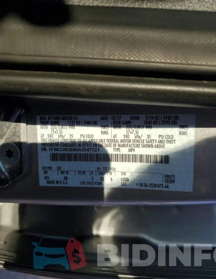 1FMCU9GD6HUD47721 Photo# 13