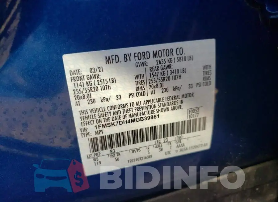 1FMSK7DH4MGB39861 Photo# 13