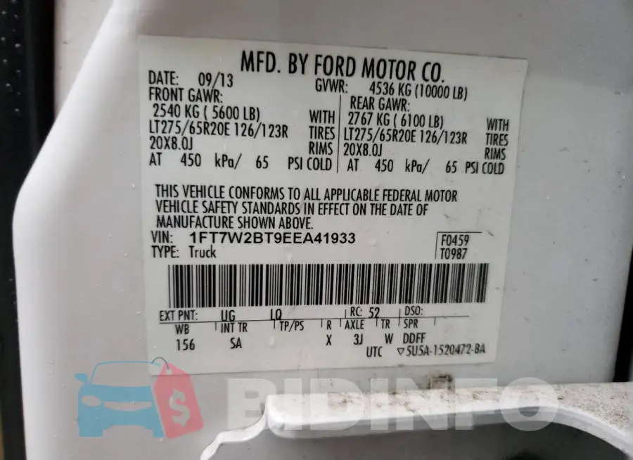 1FT7W2BT9EEA41933 Photo# 12