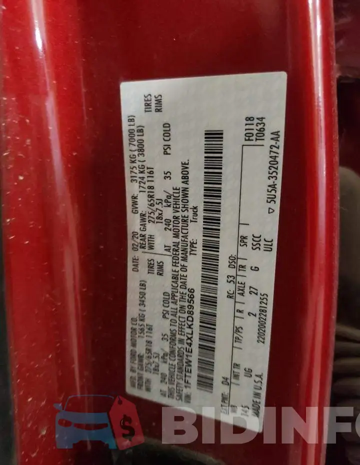 1FTEW1E4XLKD89566 Photo# 10