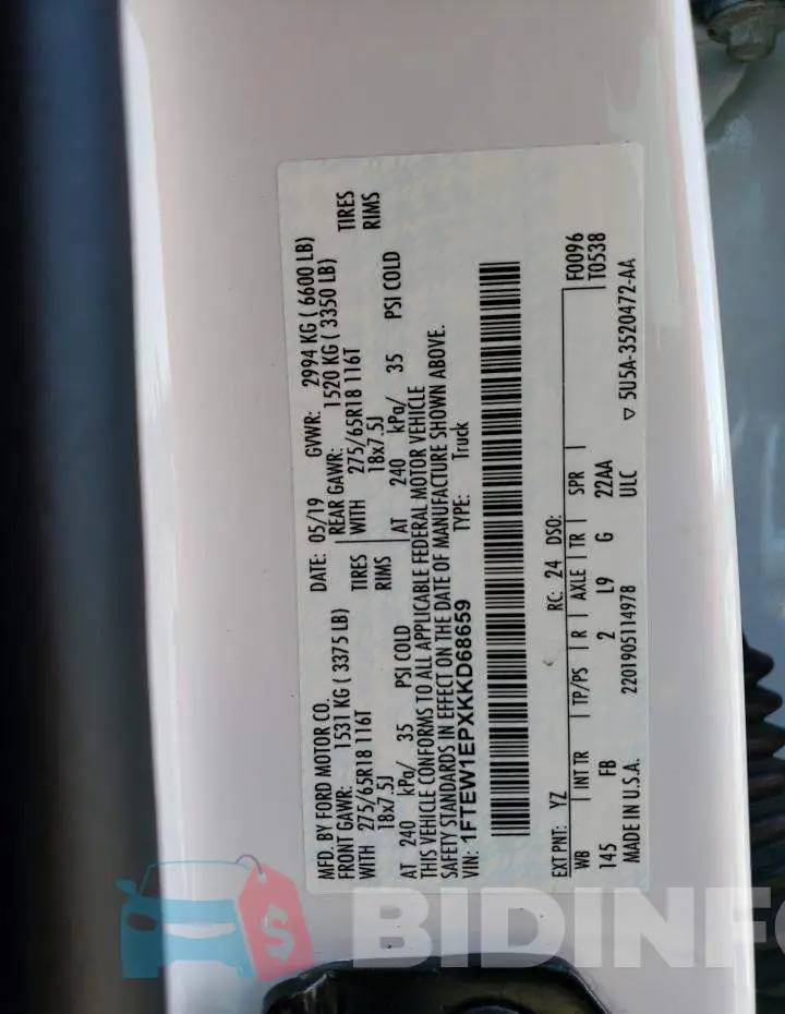 1FTEW1EPXKKD68659 Photo# 13