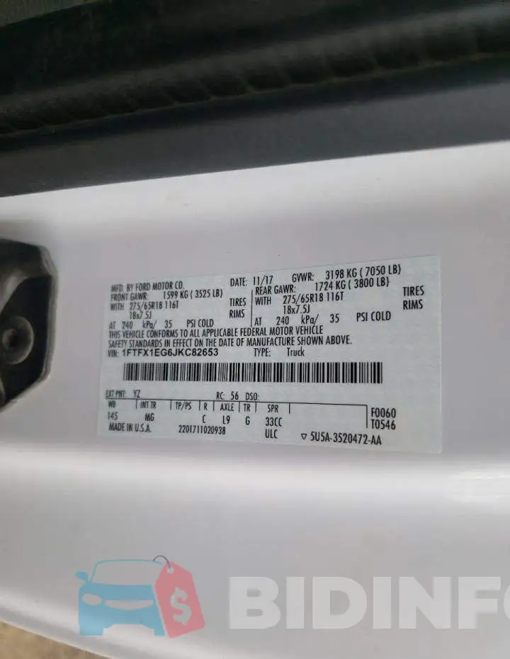 1FTFX1EG6JKC82653 Photo# 10