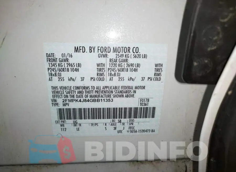 2FMPK4J84GBB11353 Photo# 13