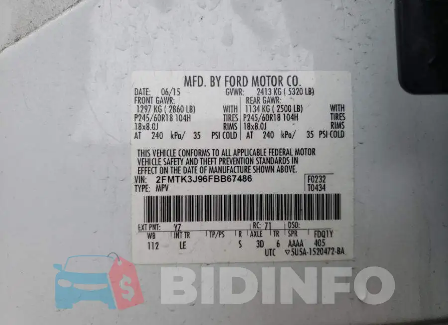 2FMTK3J96FBB67486 Photo# 12