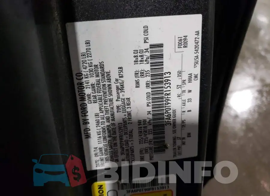 3FA6P0T99FR153913 Photo# 12