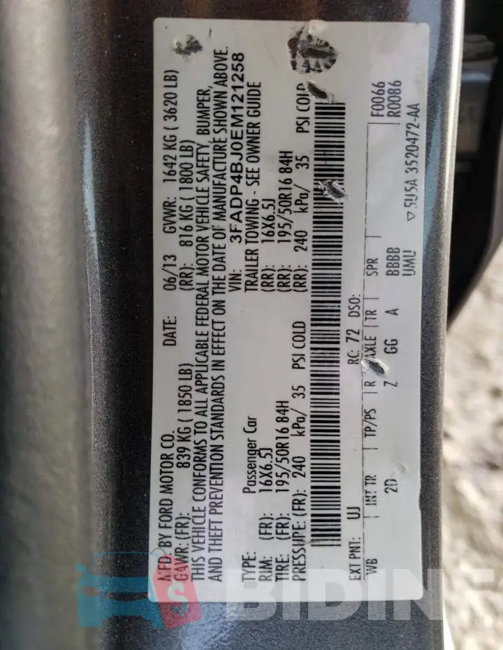 3FADP4BJ0EM121258 Photo# 13
