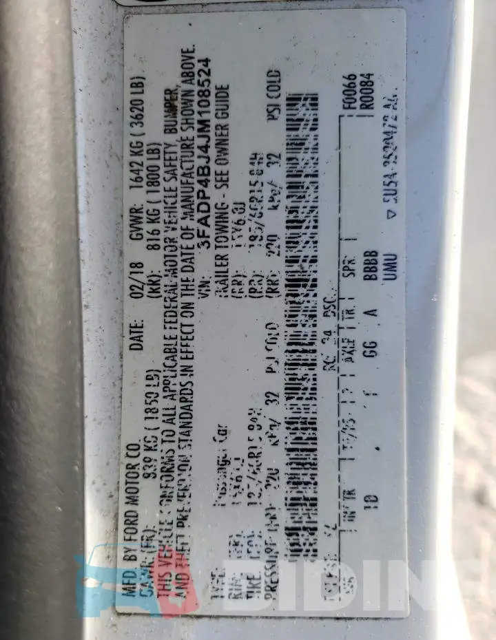 3FADP4BJ4JM108524 Photo# 12