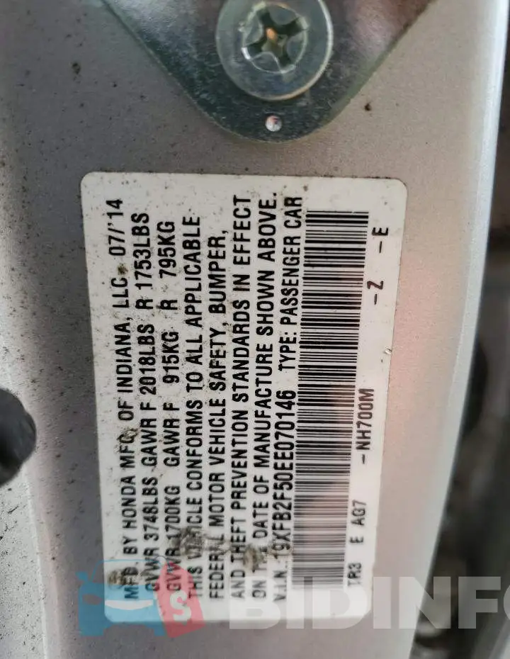 19XFB2F50EE070146 Photo# 12