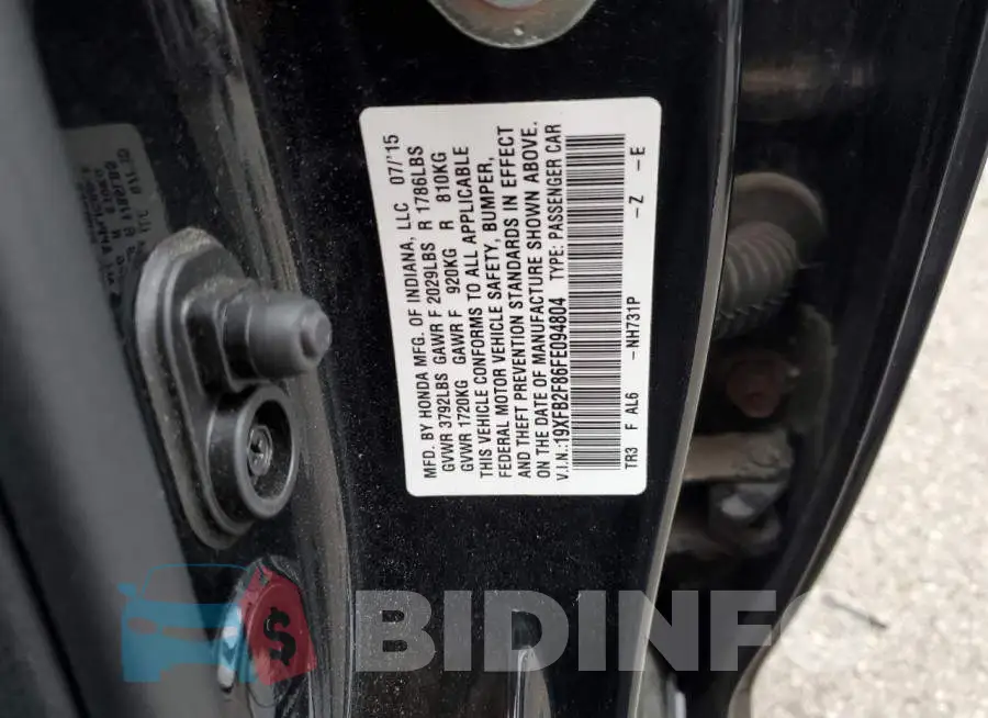 19XFB2F86FE094804 Photo# 12