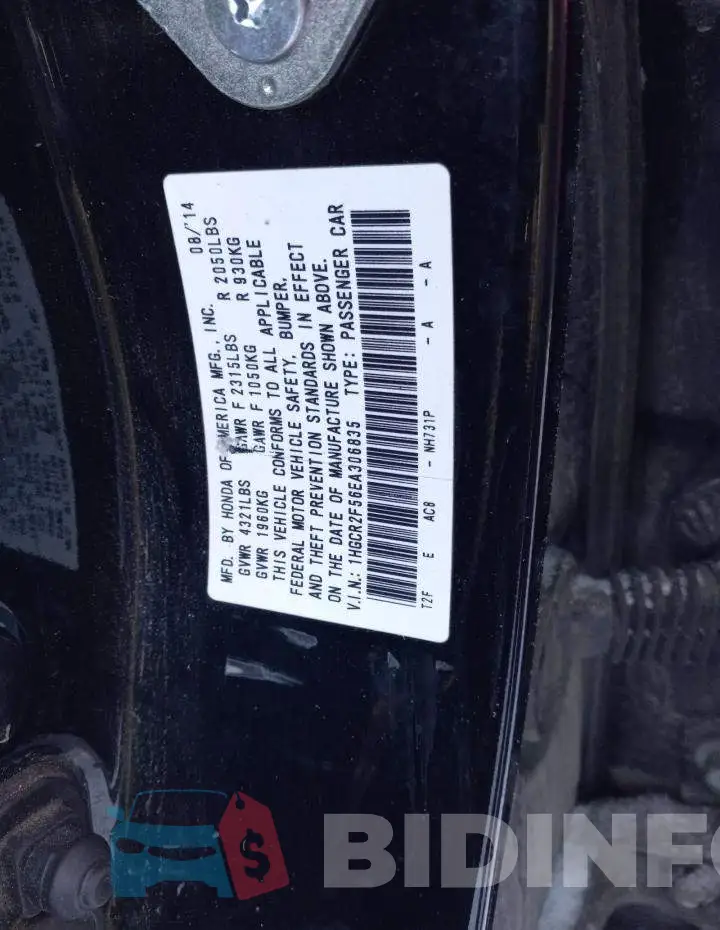 1HGCR2F56EA306835 Photo# 12