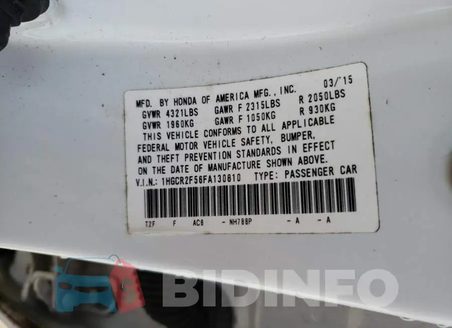 1HGCR2F56FA130810 Photo# 13