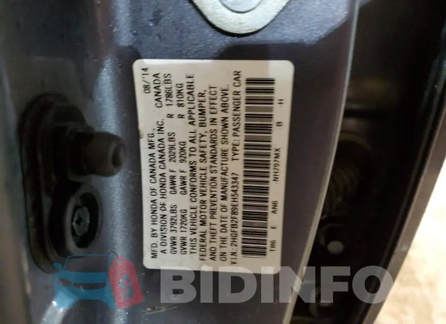 2HGFB2F89EH543347 Photo# 12
