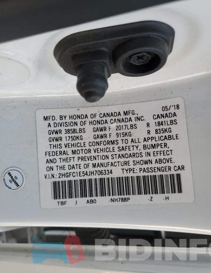 2HGFC1E54JH706334 Photo# 13