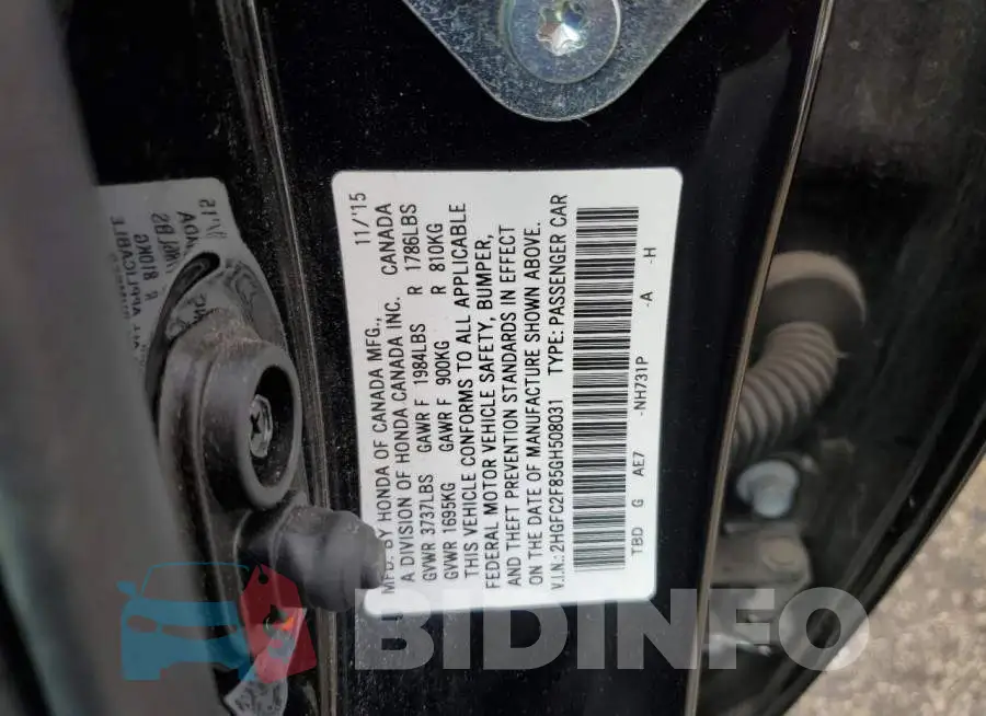 2HGFC2F85GH508031 Photo# 12