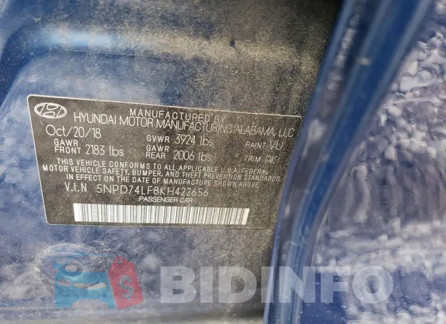 5NPD74LF8KH422656 Photo# 12