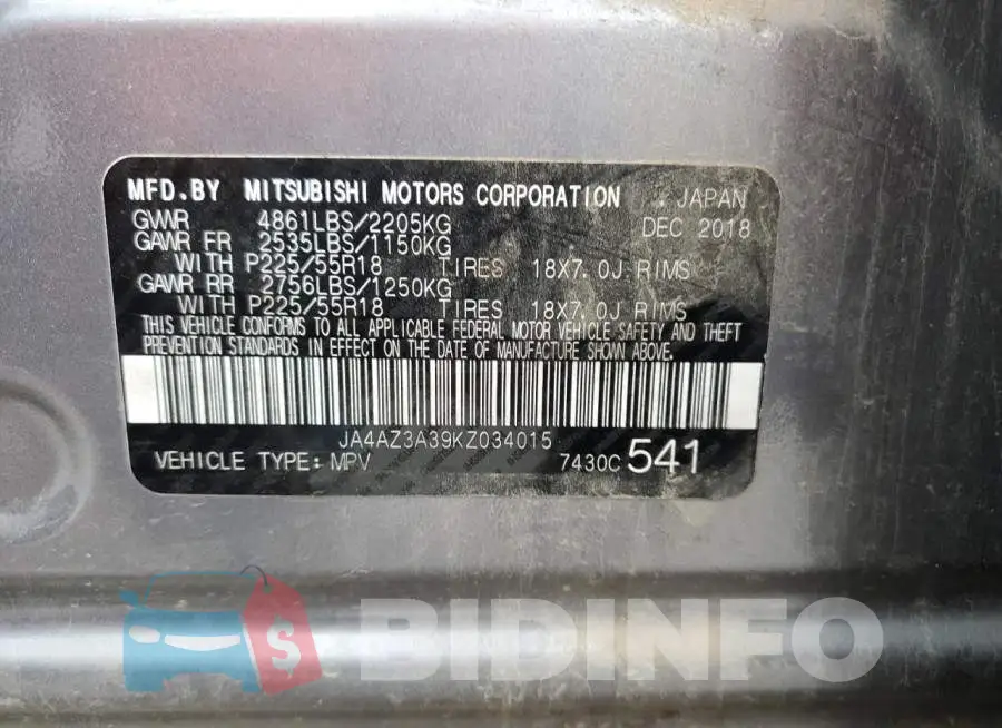 JA4AZ3A39KZ034015 Photo# 13