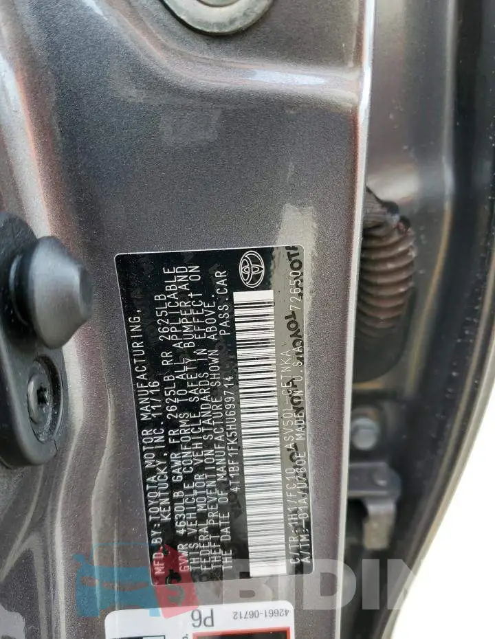 4T1BF1FK5HU699714 Photo# 12
