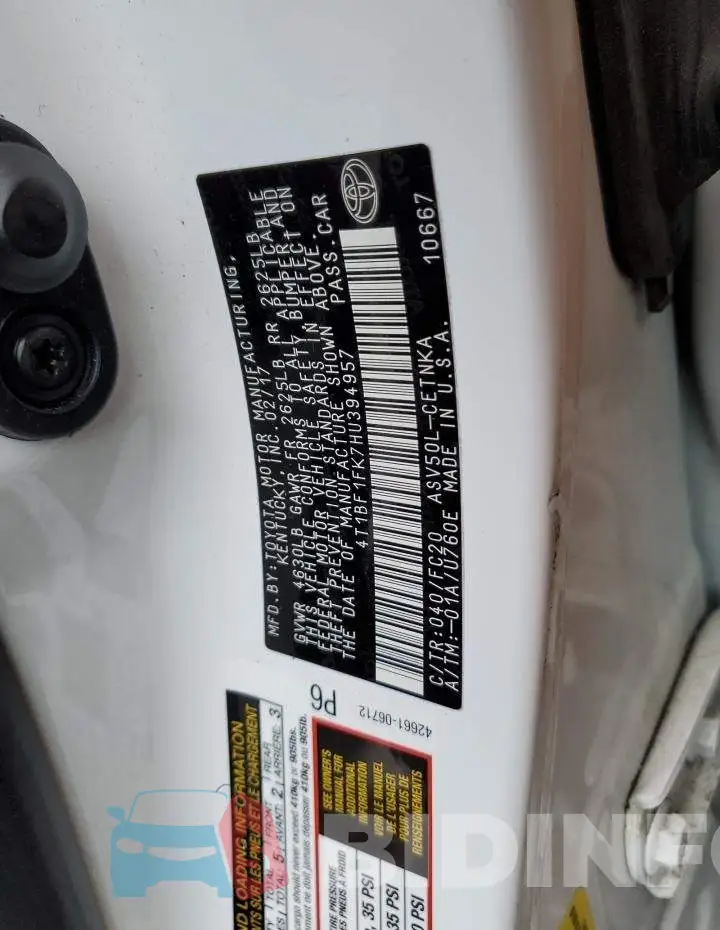 4T1BF1FK7HU394957 Photo# 12