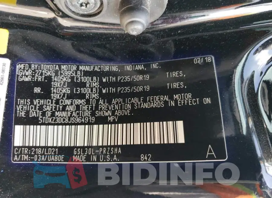 5TDXZ3DC8JS964919 Photo# 13