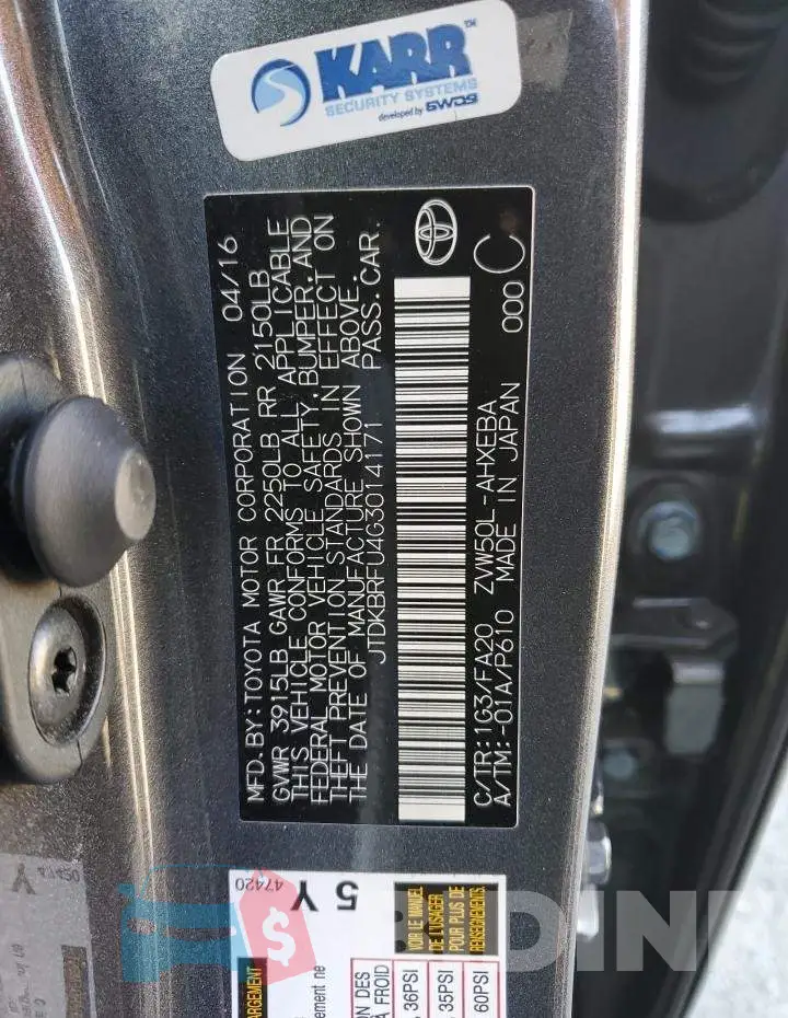 JTDKBRFU4G3014171 Photo# 12