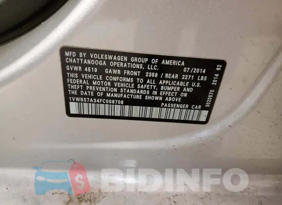 1VWBS7A34FC008708 Photo# 12
