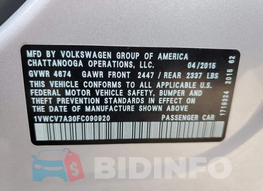 1VWCV7A30FC090920 Photo# 12