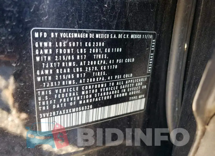 3VV2B7AXXKM056326 Photo# 13