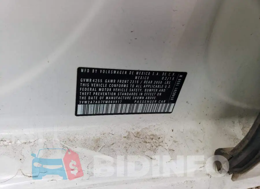 3VW2A7AU7FM069917 Photo# 12