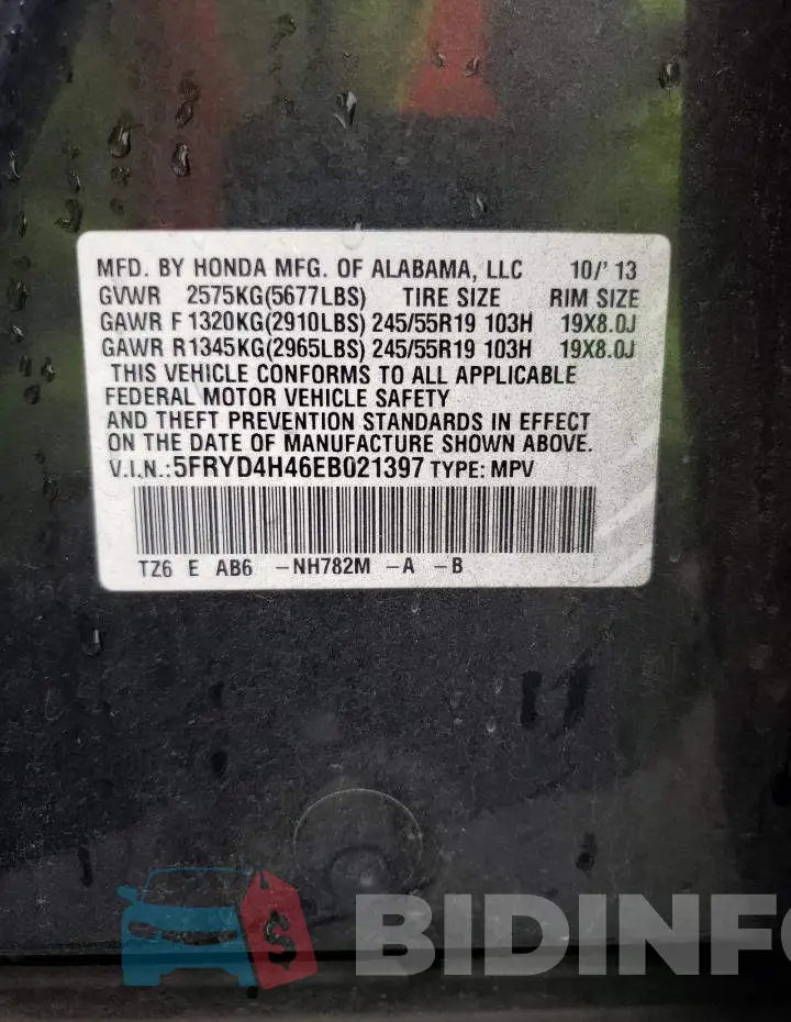 5FRYD4H46EB021397 Photo# 14