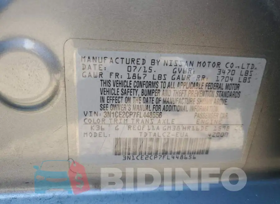 3N1CE2CP7FL448656 Photo# 10