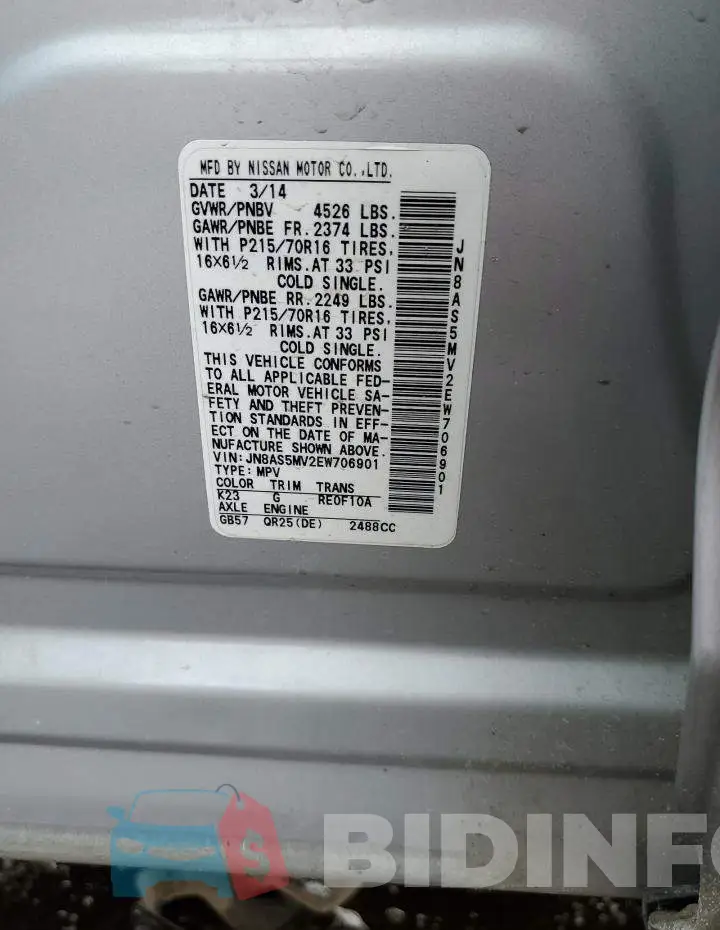 JN8AS5MV2EW706901 Photo# 13